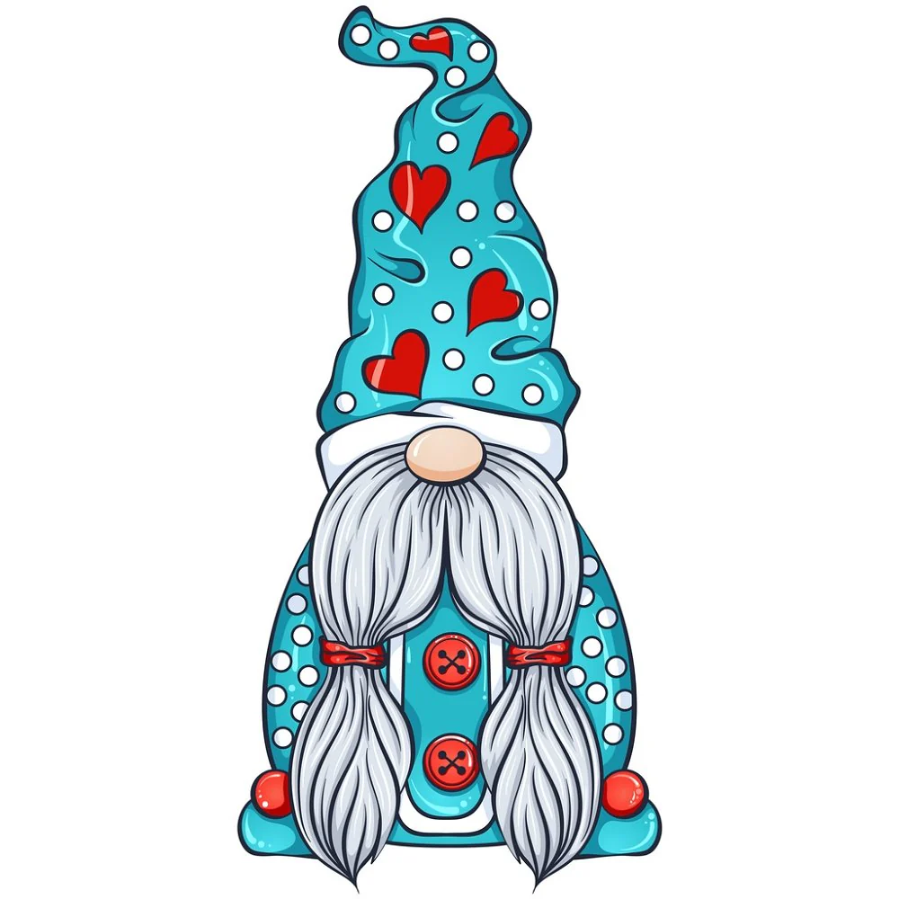 Christmas Gnome In Heart Hat Fabric Panel