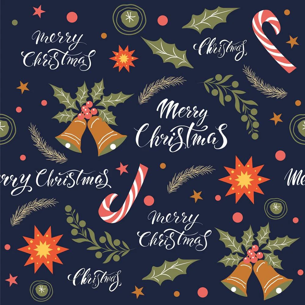 Christmas Holiday Assorted Decorations Fabric - Navy