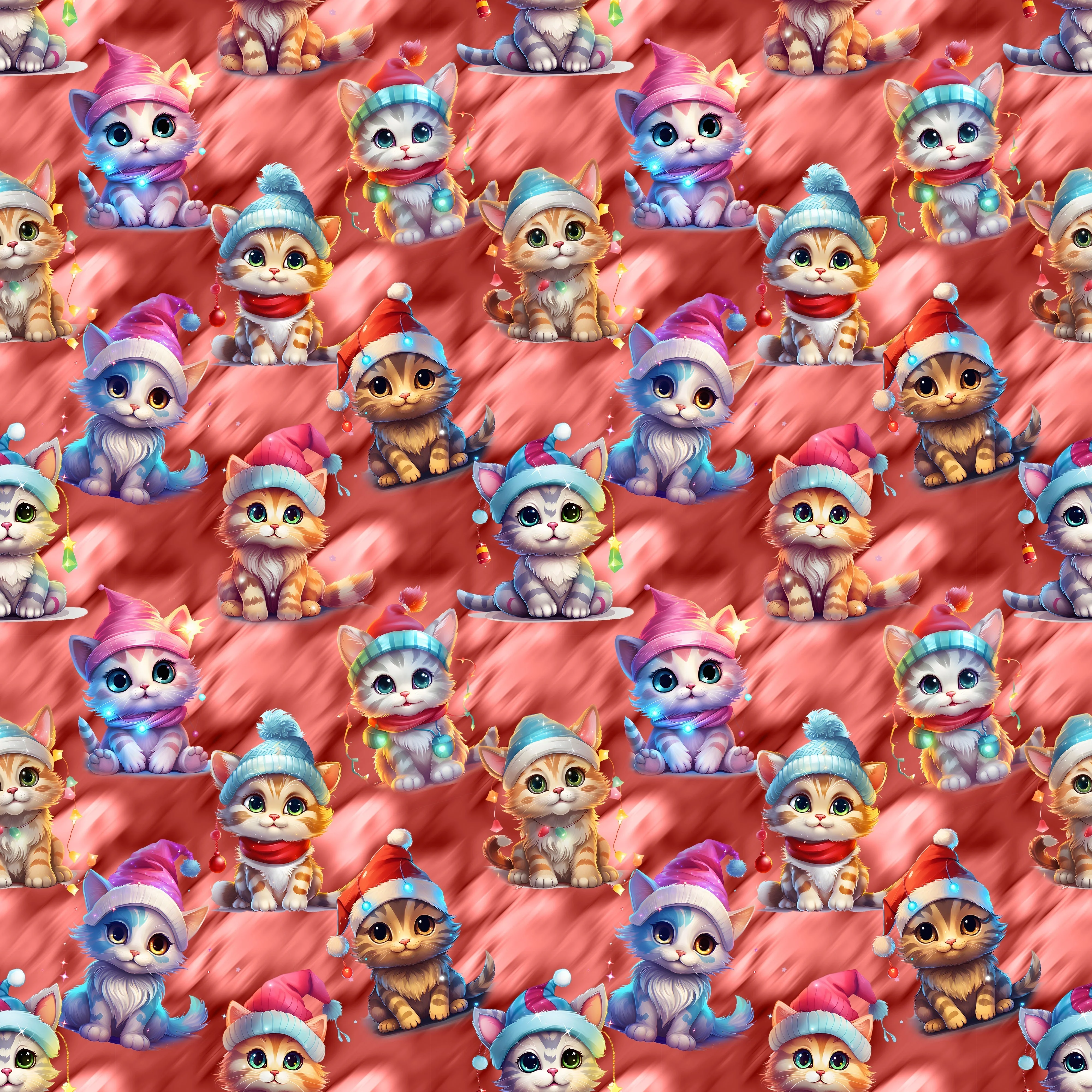 Christmas Kittens Fabric