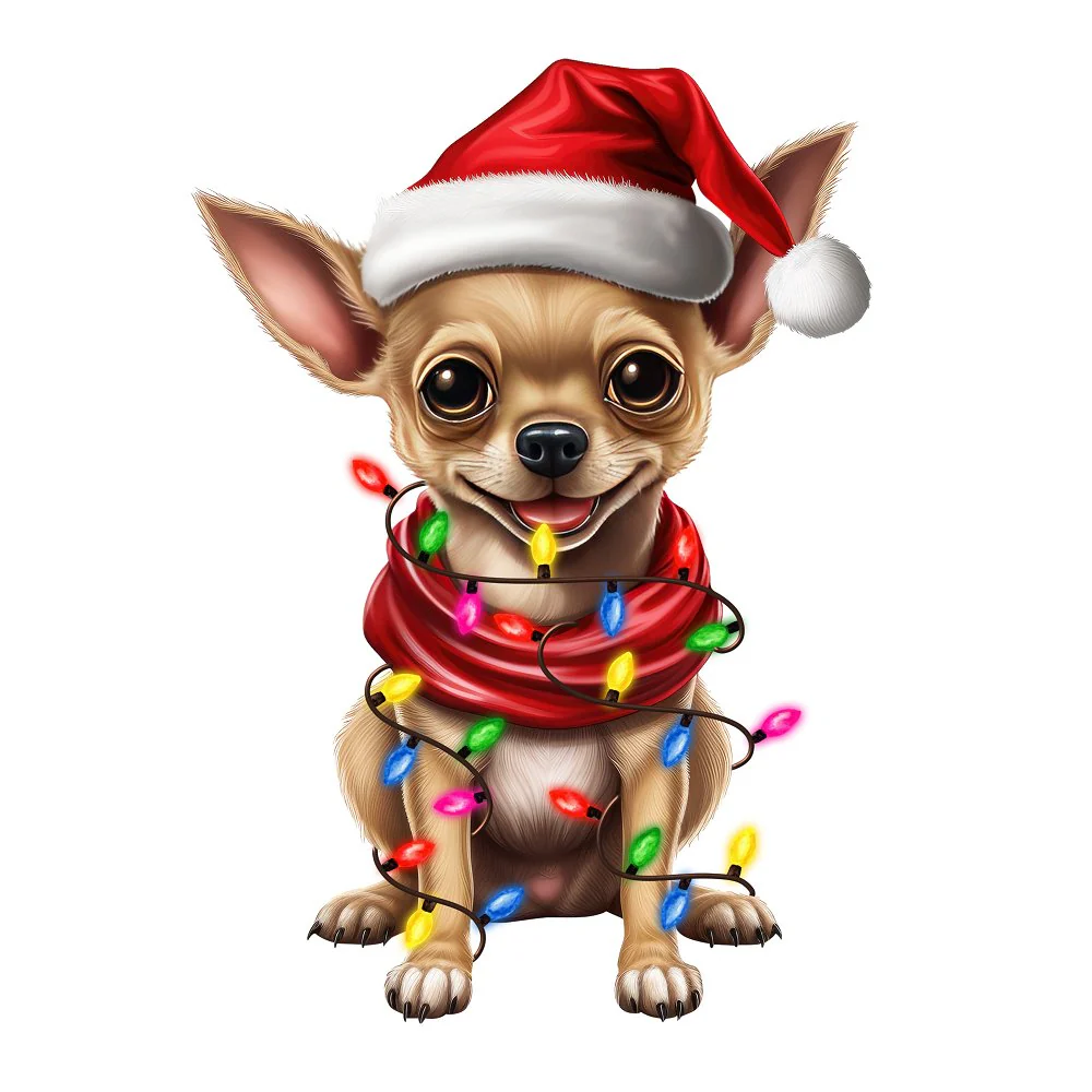 Christmas Lights & Chihuahua Fabric Panel