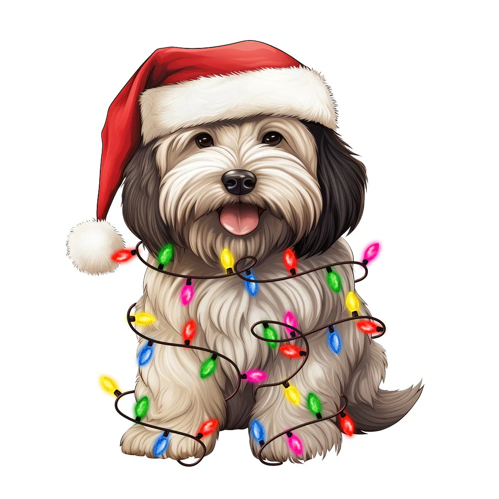 Christmas Lights & Havanese Fabric Panel