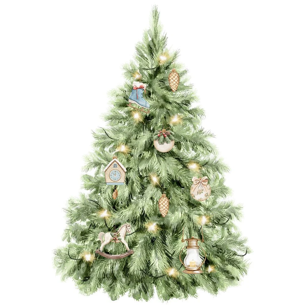Christmas Little Critters Decorated Christmas Tree Fabric Panel