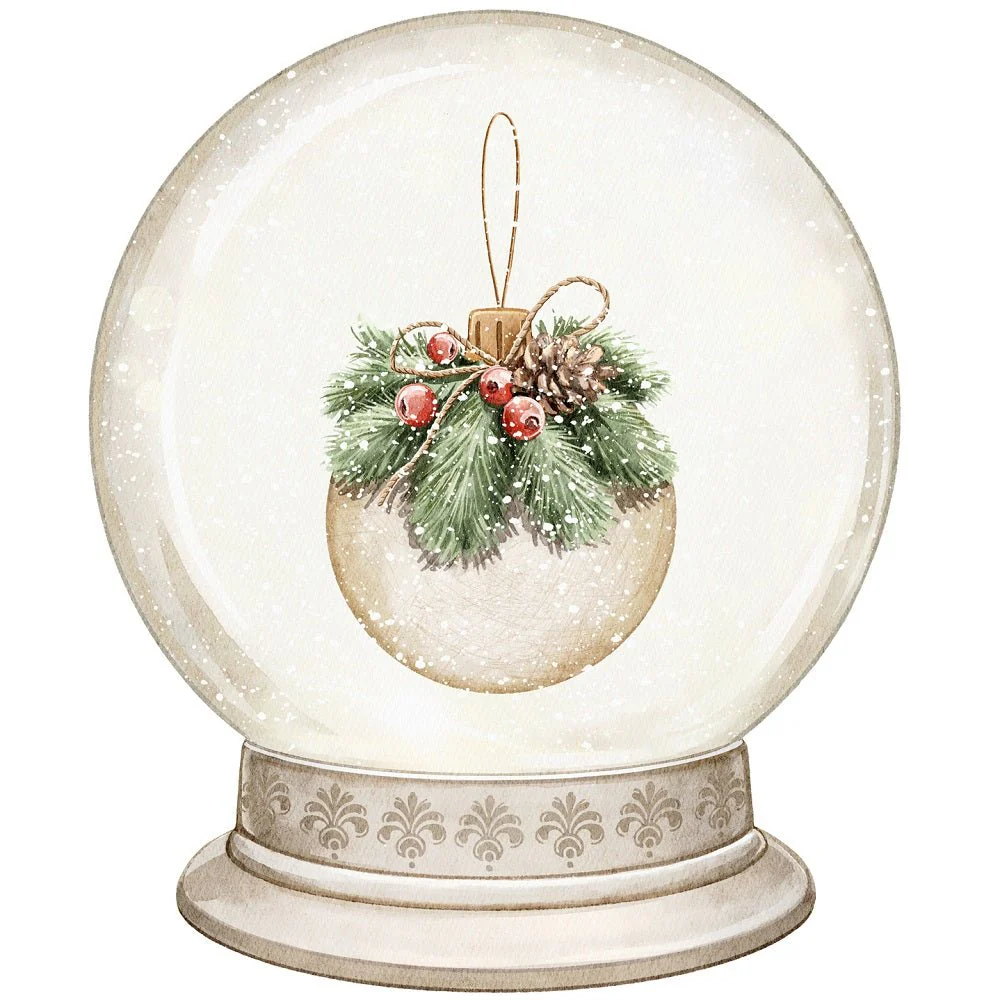 Christmas Little Critters Ornament in Snow Globe Fabric Panel