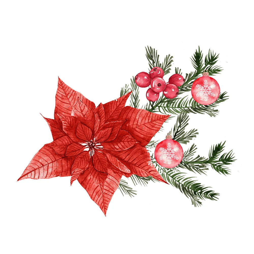 Christmas Plant Arrangement Fabric Panel