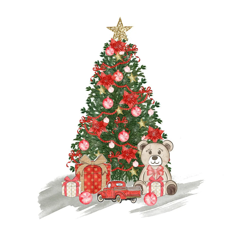 Christmas Tree Arrangement Fabric Panel