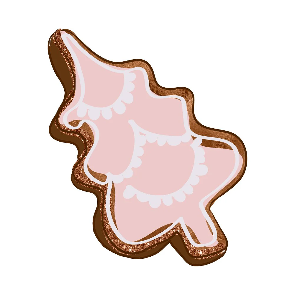 Christmas Tree Cookie Fabric Panel - Pink