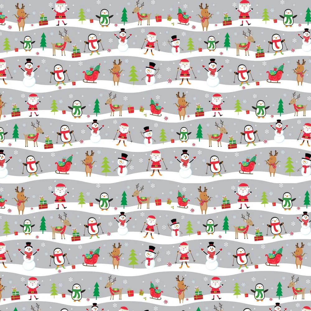 Christmas With Friends Fabric - Silver