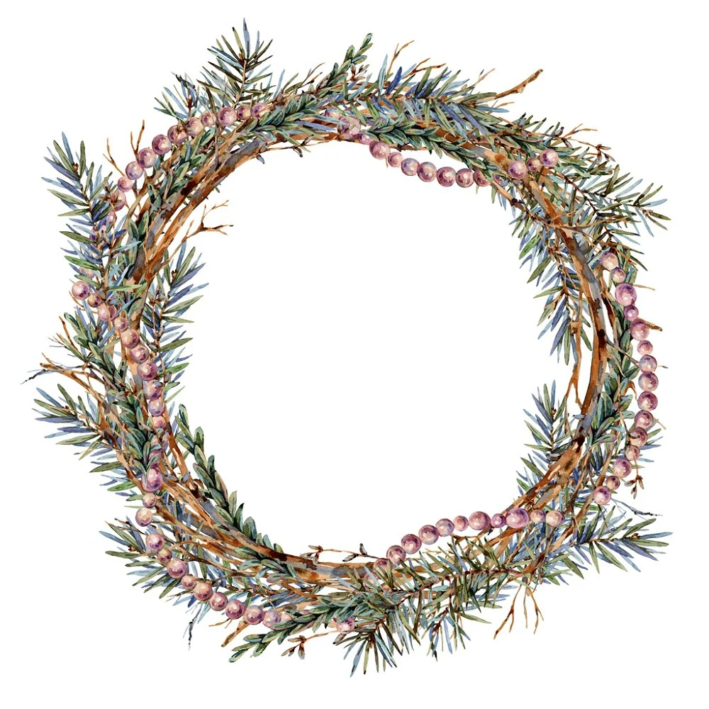 Christmas Wreath & Pearl Beads Fabric Panel