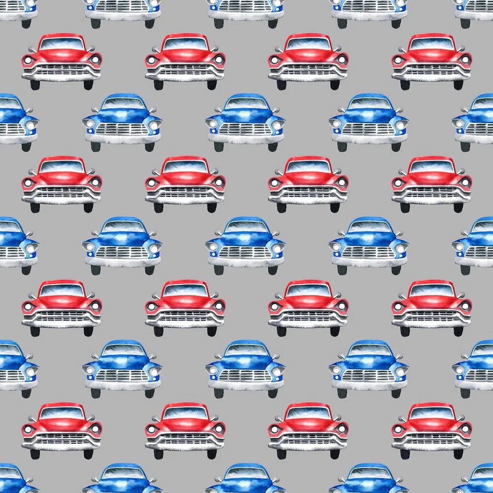 Classic Cars Allover Fabric - Gray