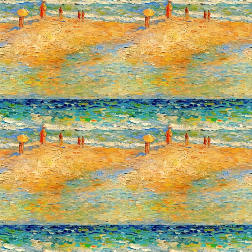 Claude Monet Beach Pattern #2 Fabric