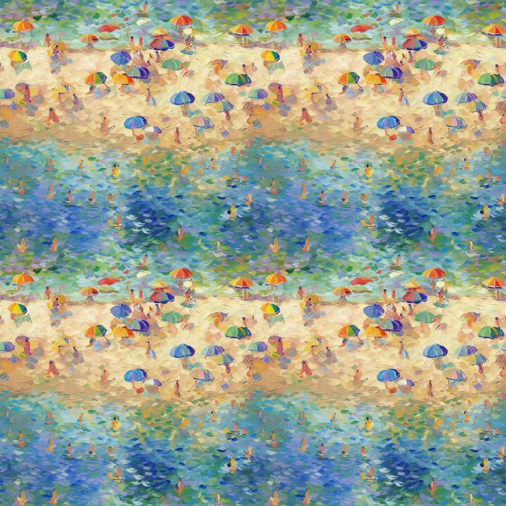 Claude Monet Beach Pattern #4 Fabric