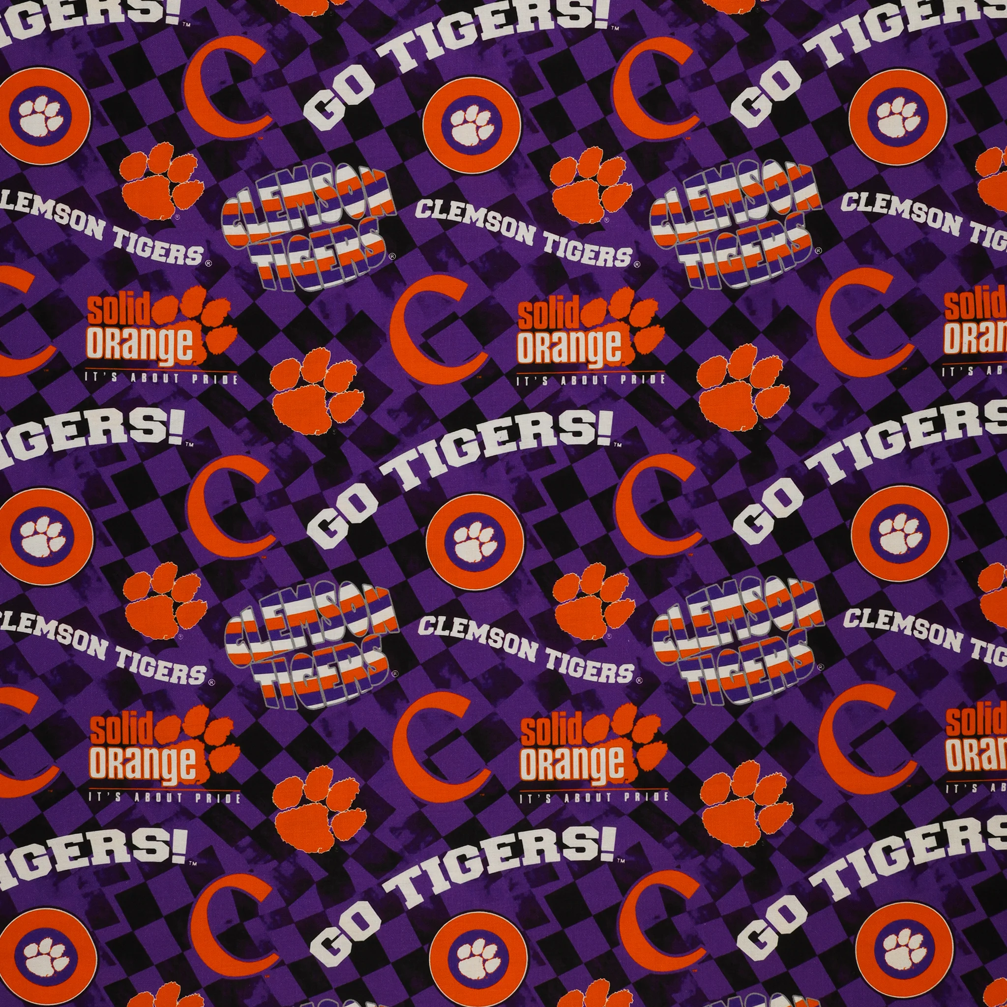 Clemson Tigers Allover Checker Fabric
