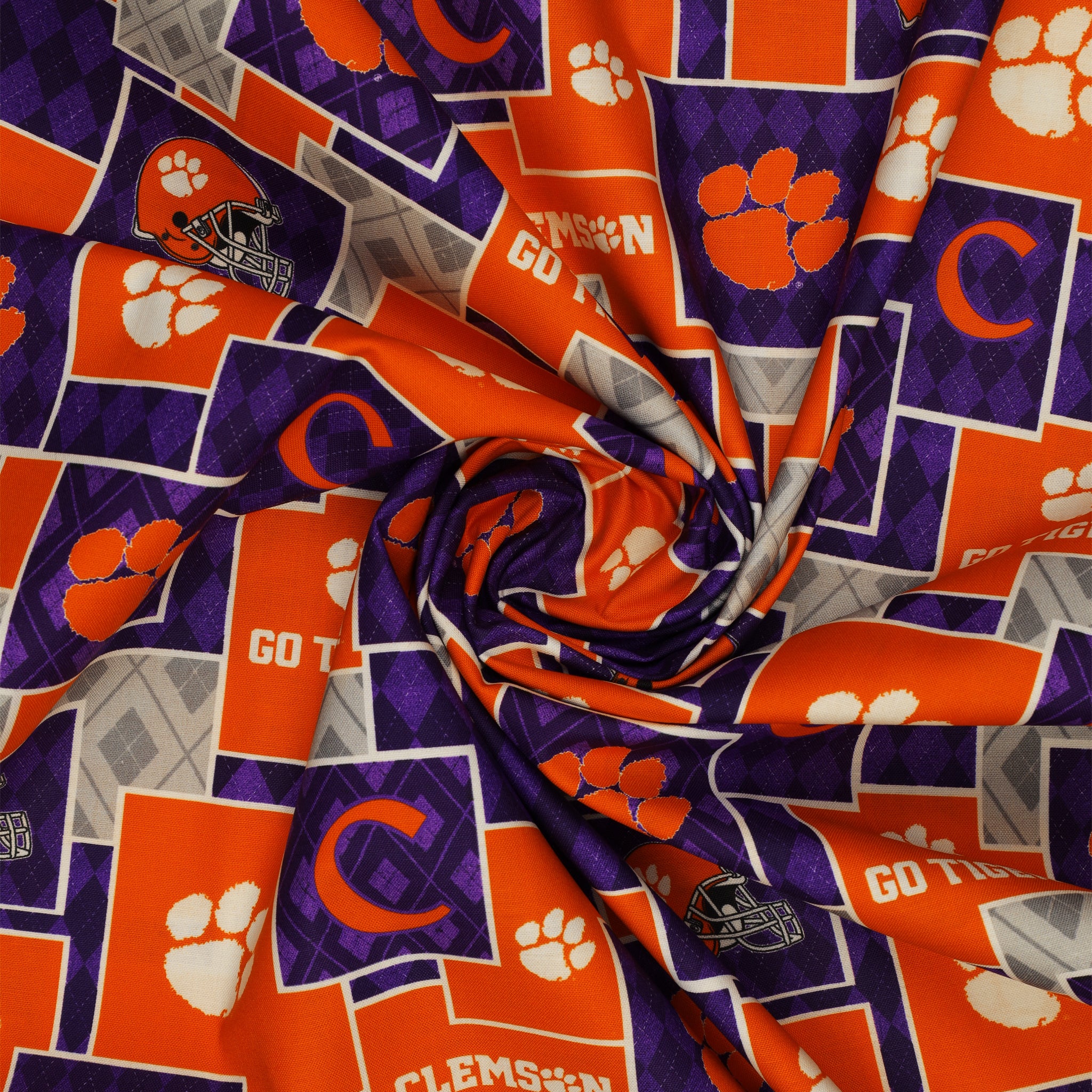 Clemson University Argyle Boxes Fabric - Image 2