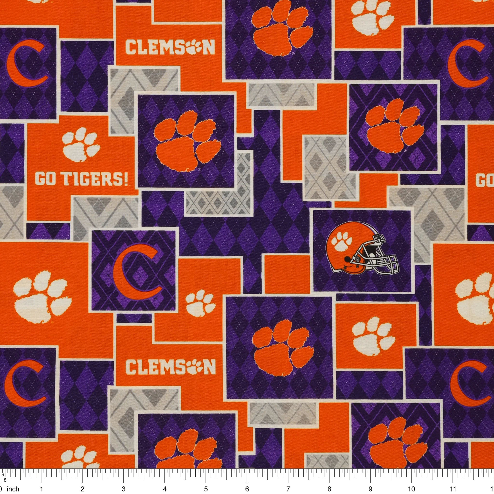 Clemson University Argyle Boxes Fabric - Image 3