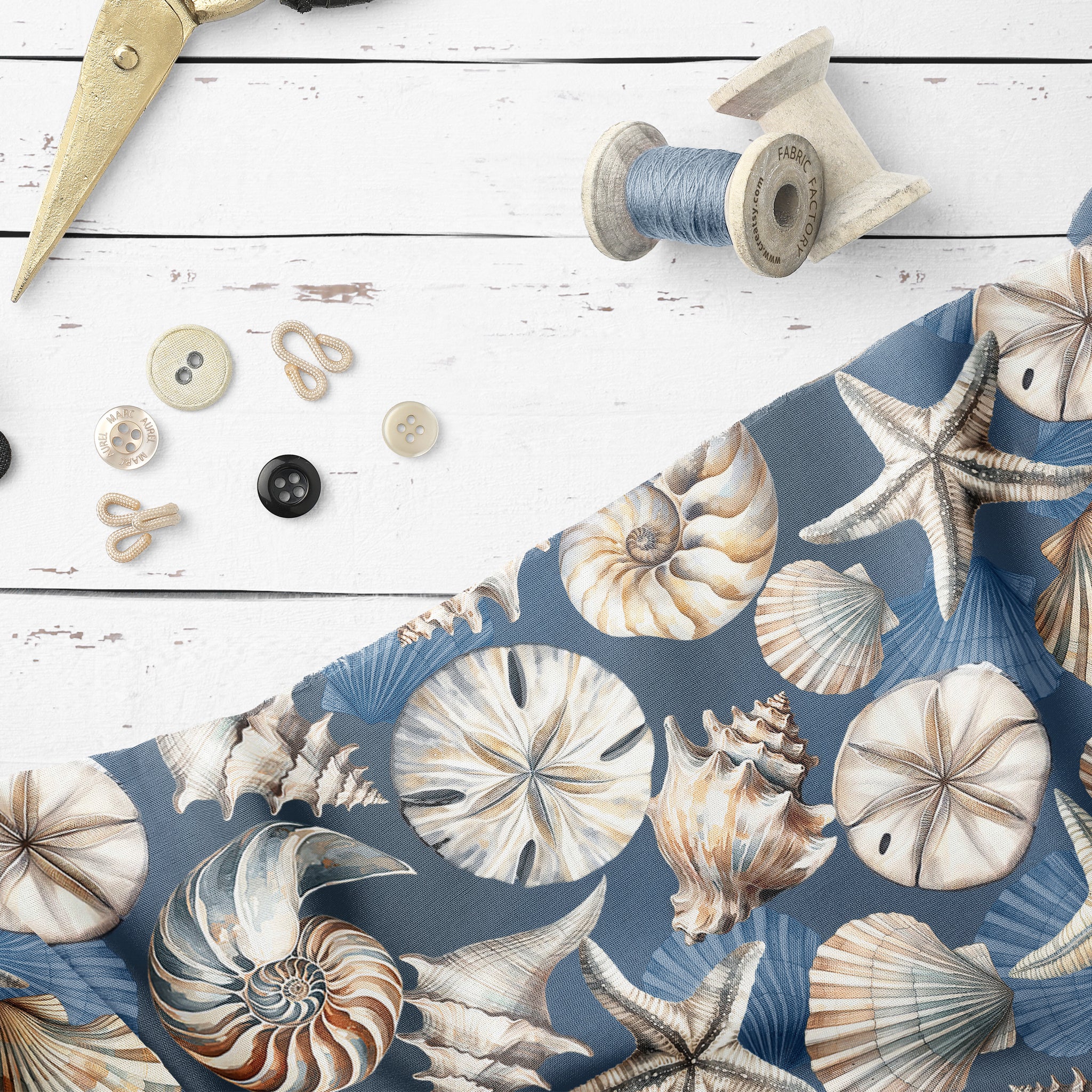 Coastal Escape 108" Wide Quilt Backing - Seashell Serenade Blue - Image 4