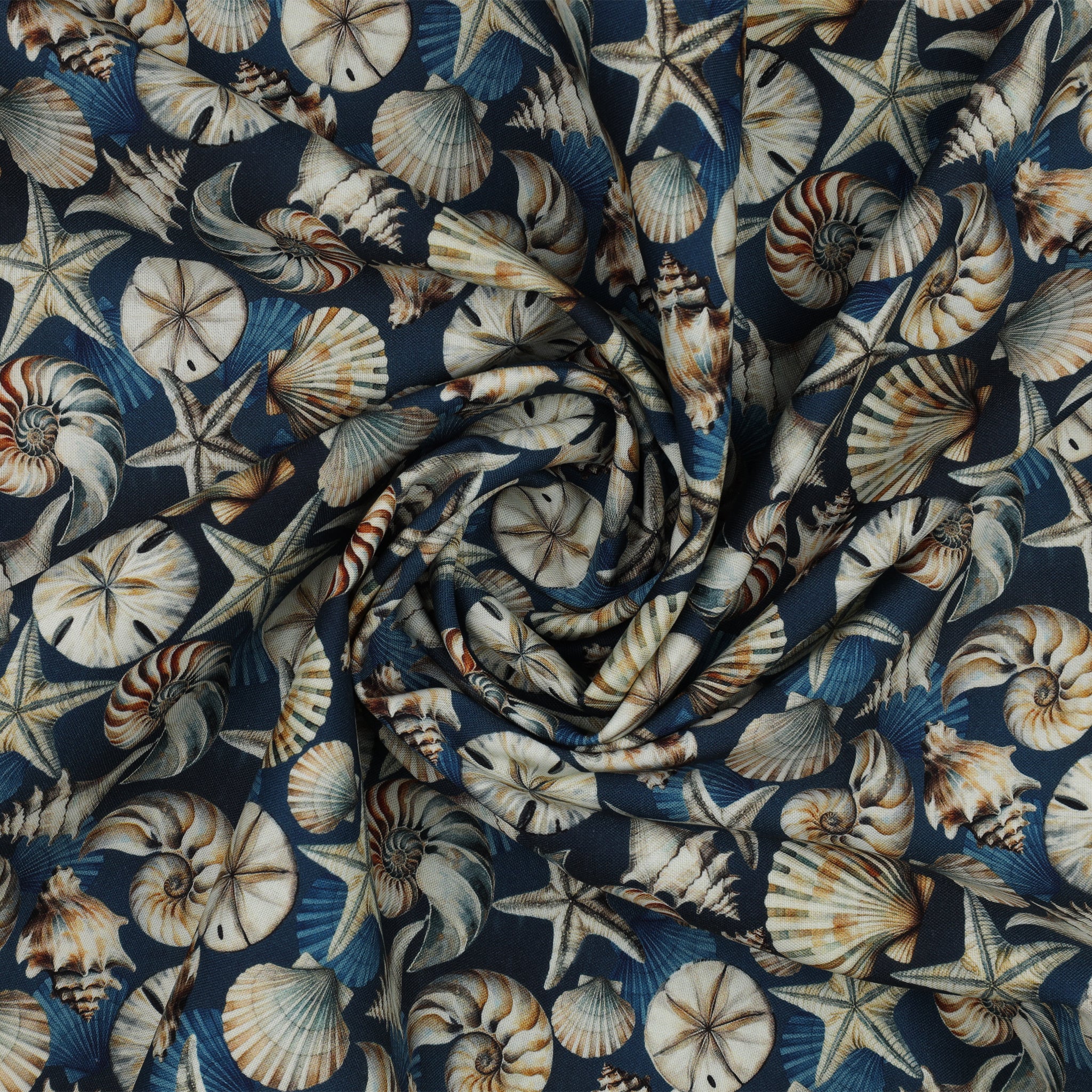 Coastal Escape Fabric Collection - Coastal Shells Dark Blue - Image 2