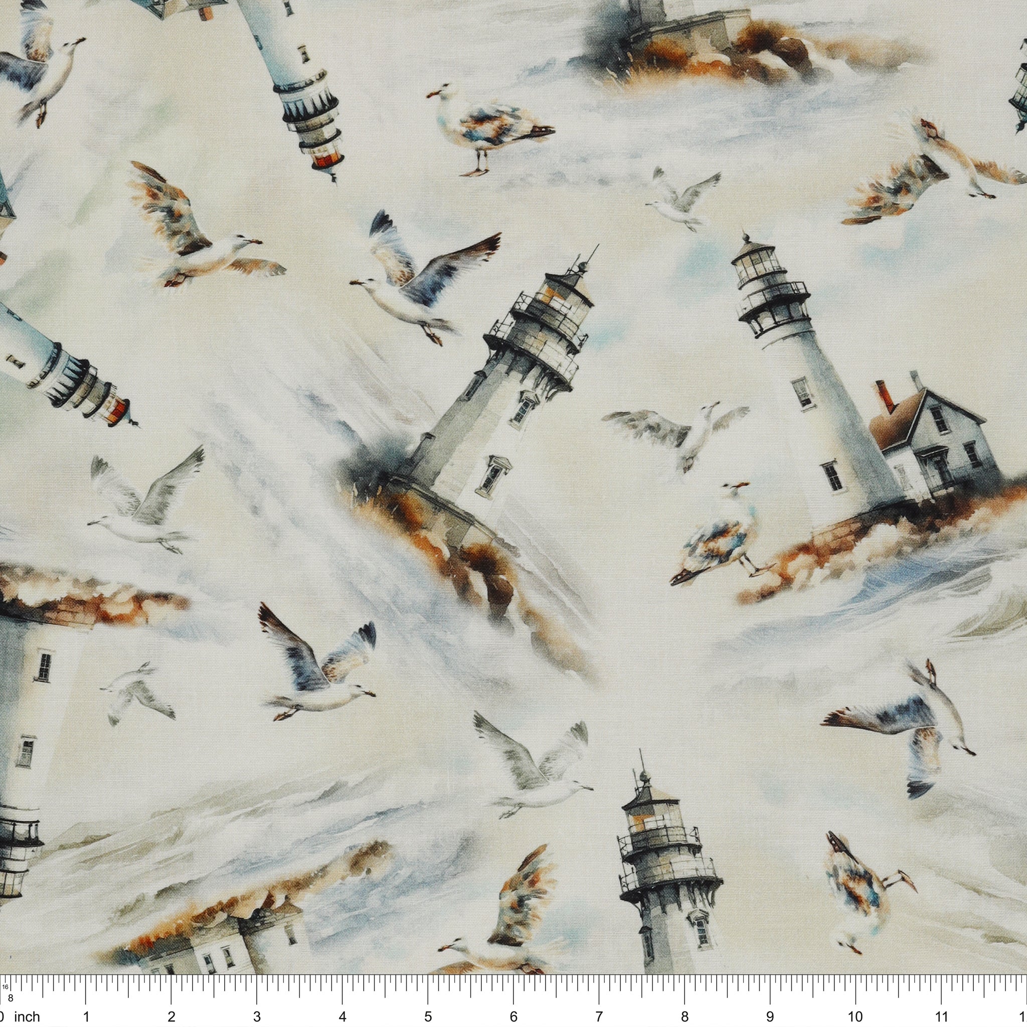 Coastal Escape Fabric Collection - Lighthouses Neutral - Image 3