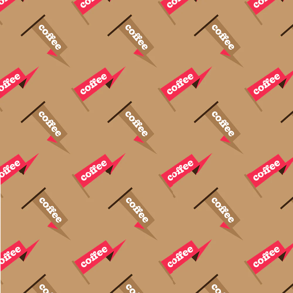 Coffee Banner Fabric - Brown