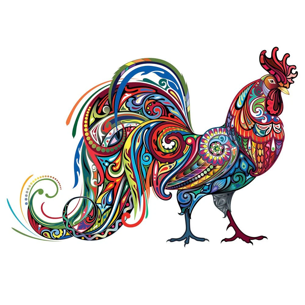 Colorful Cockerel Fabric Panel