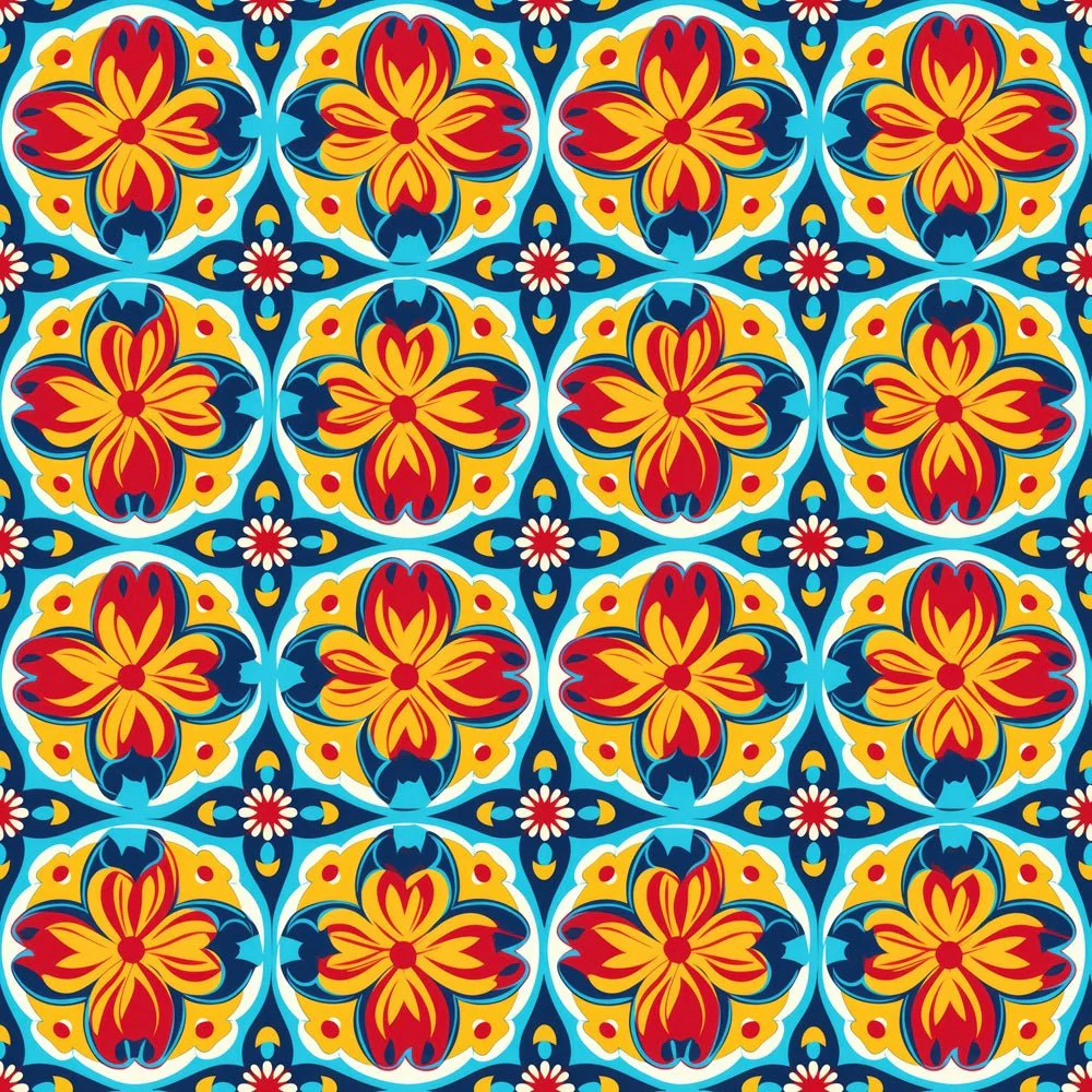 Colorful Geometric Flower Fabric