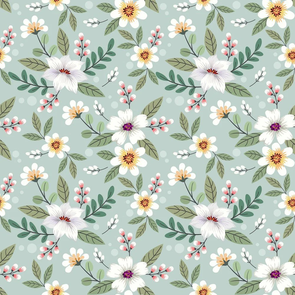 Colorful Hand Drawn Floral Allover Fabric