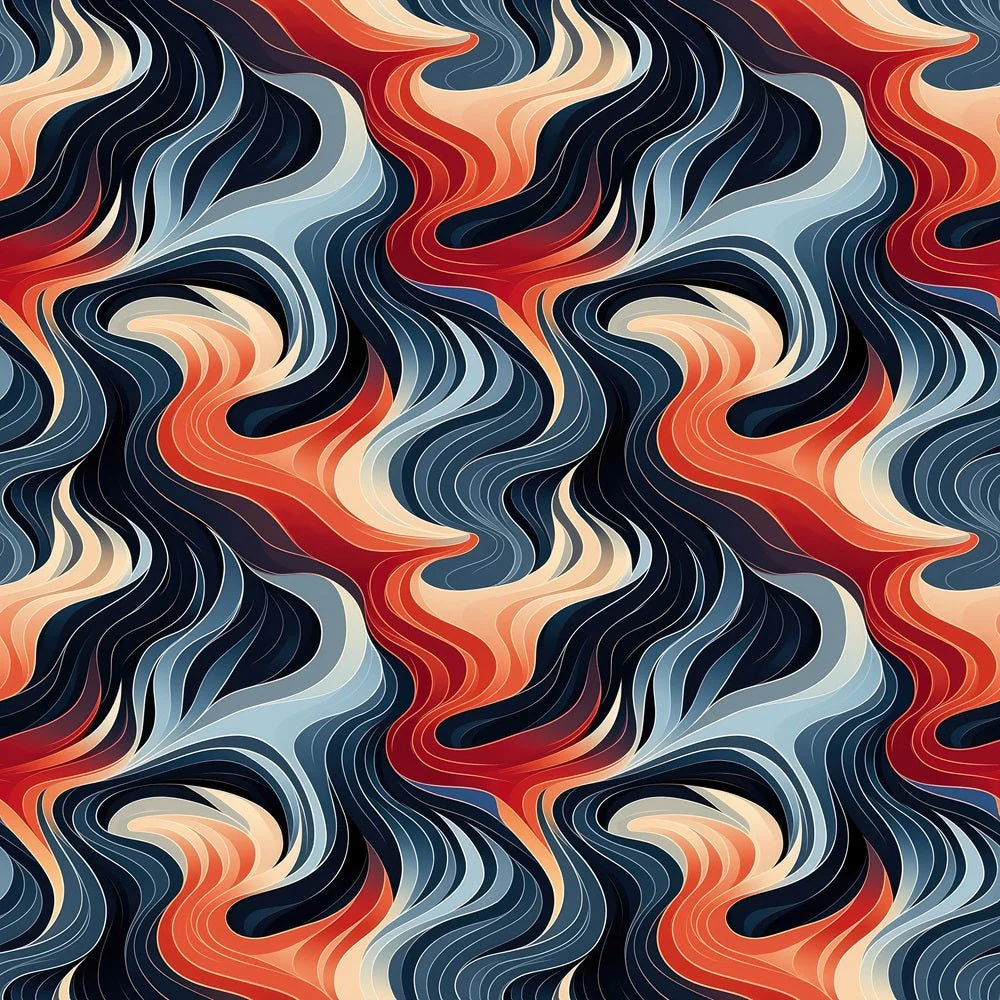 Colorful Marbled Waves Fabric