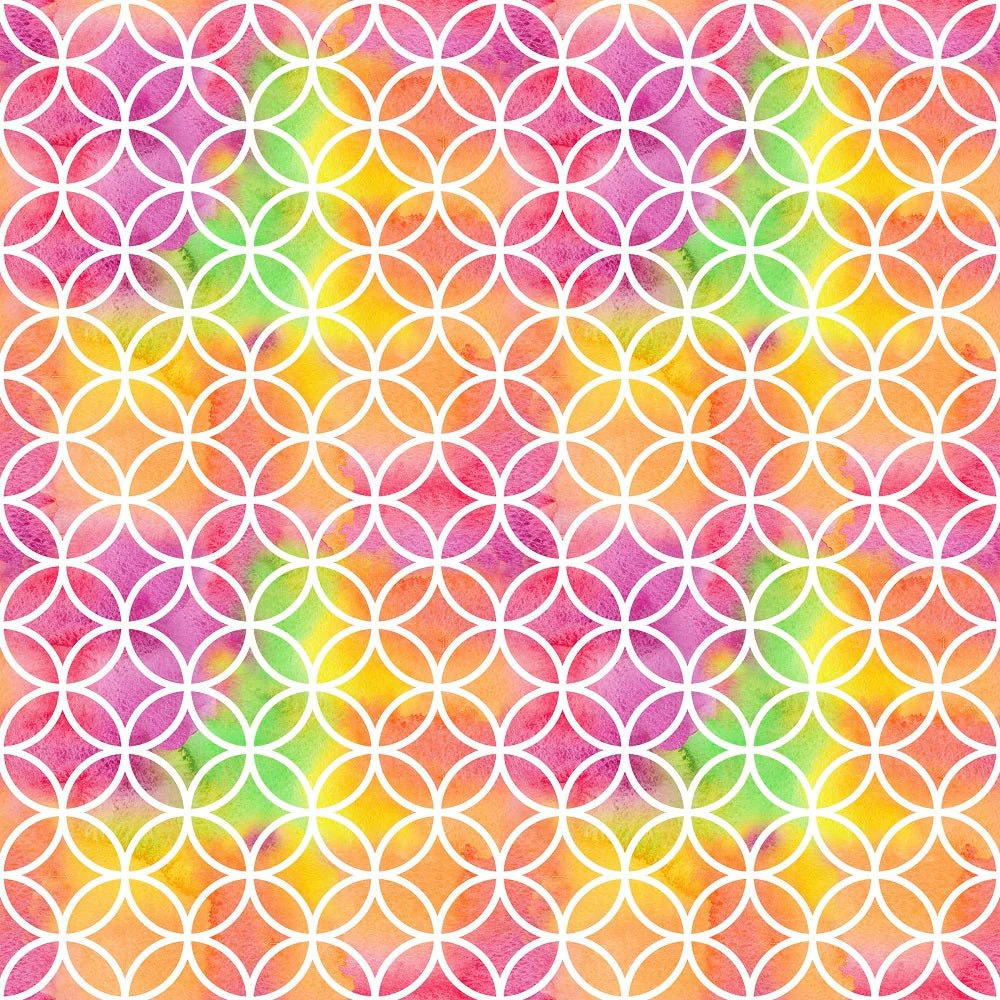 Connected Rings on Colorful Grunge Fabric