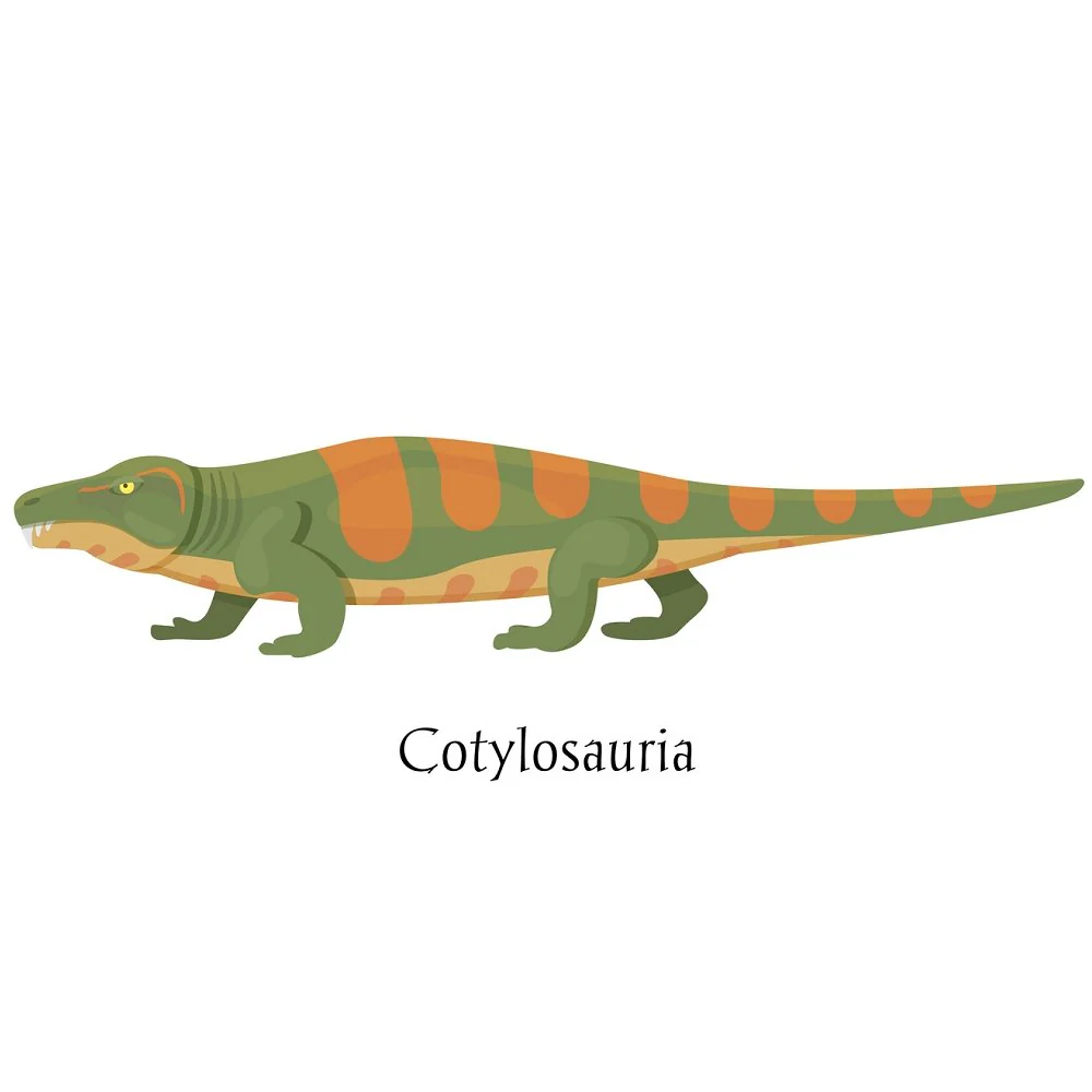 Cotylosauria Dinosaur Fabric Panel