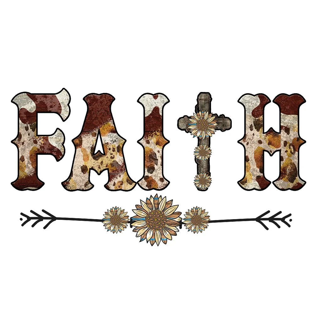 Cow Print Faith Fabric Panel