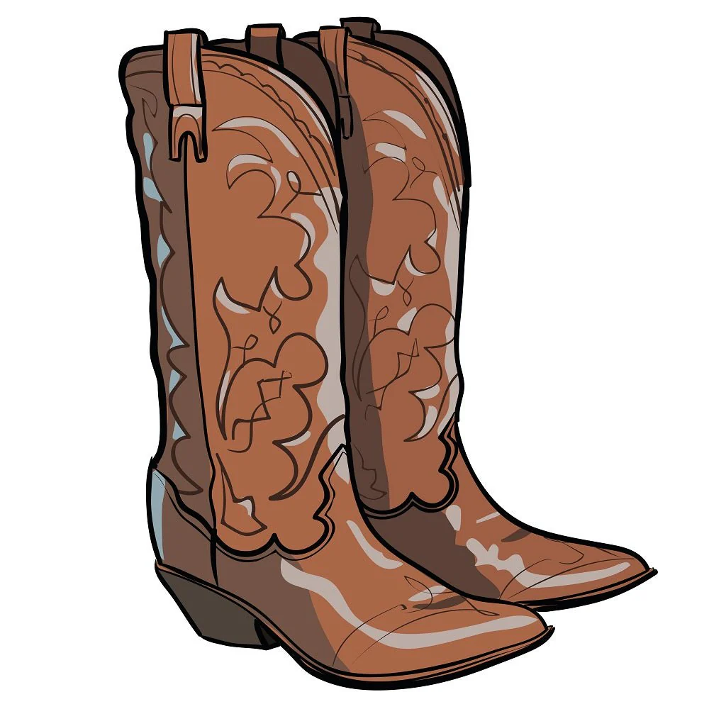 Cowboy Boots Fabric Panel - Brown