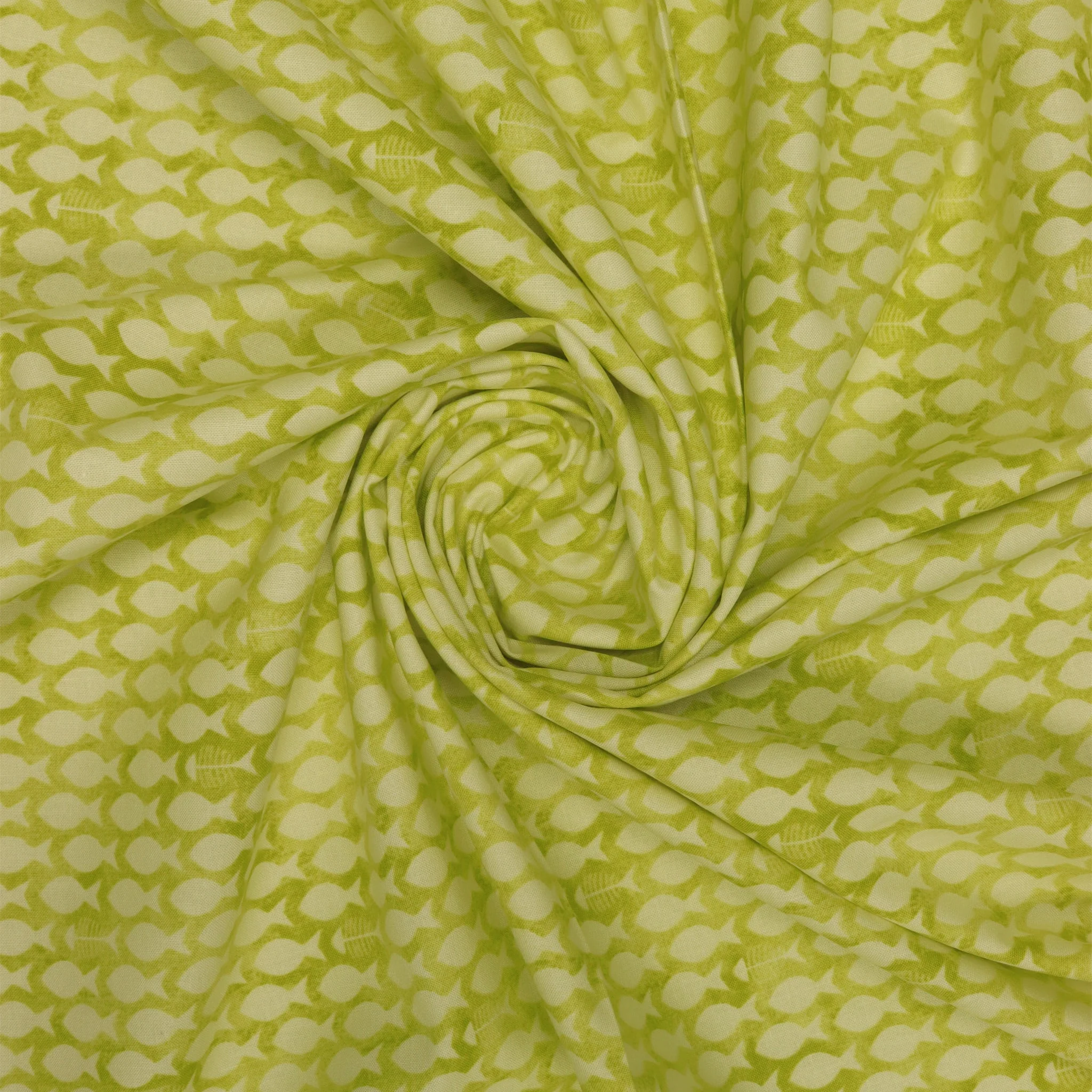 Cozy Cats Fabric Collection - Fish & Bones Lime - Image 2