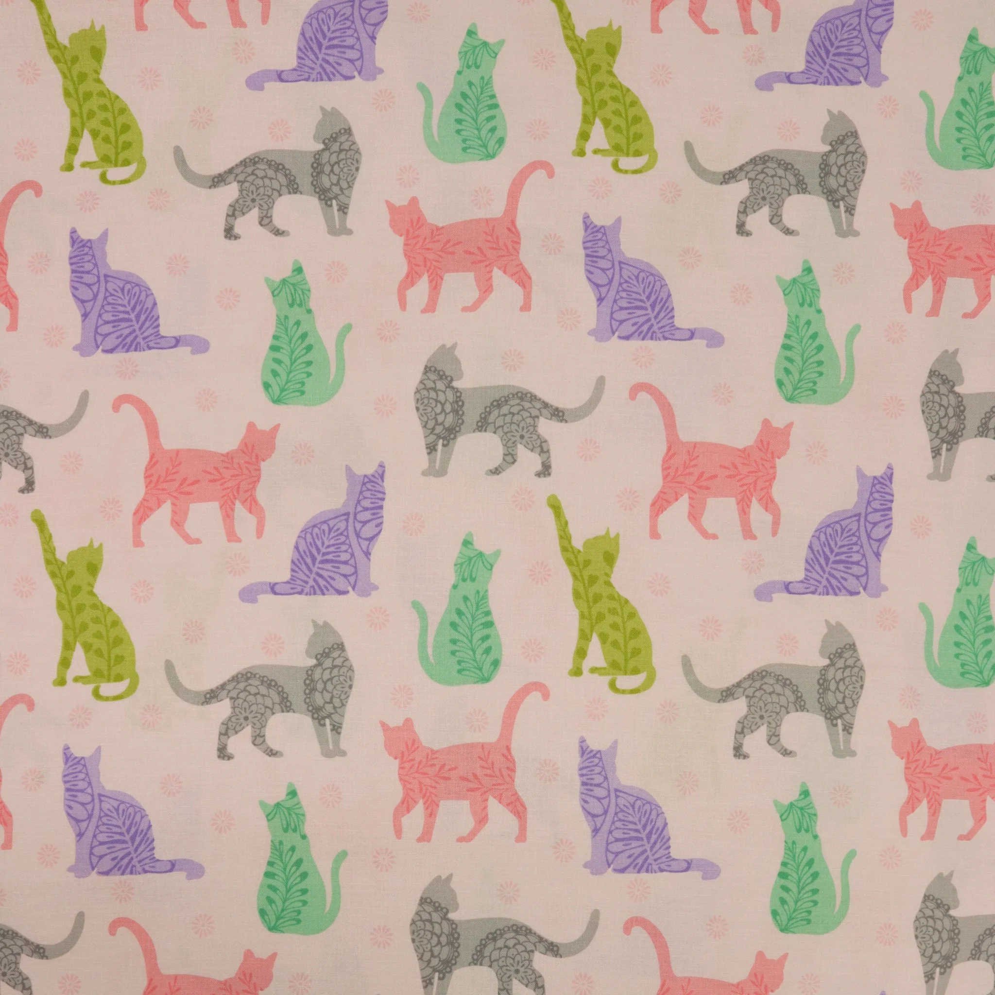 Cozy Cats Fabric Collection - Kitty Sunshine Light Pink