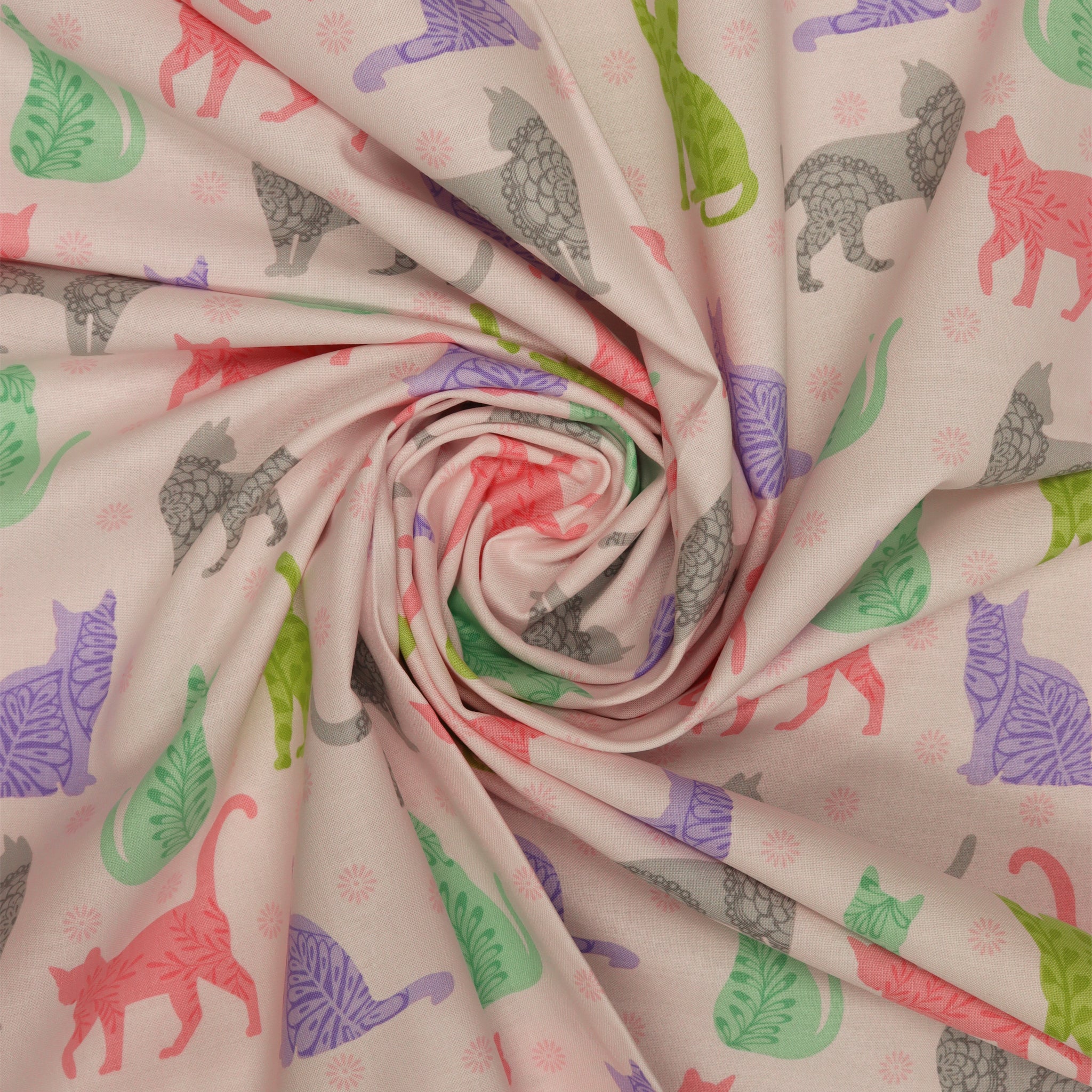 Cozy Cats Fabric Collection - Kitty Sunshine Light Pink - Image 2