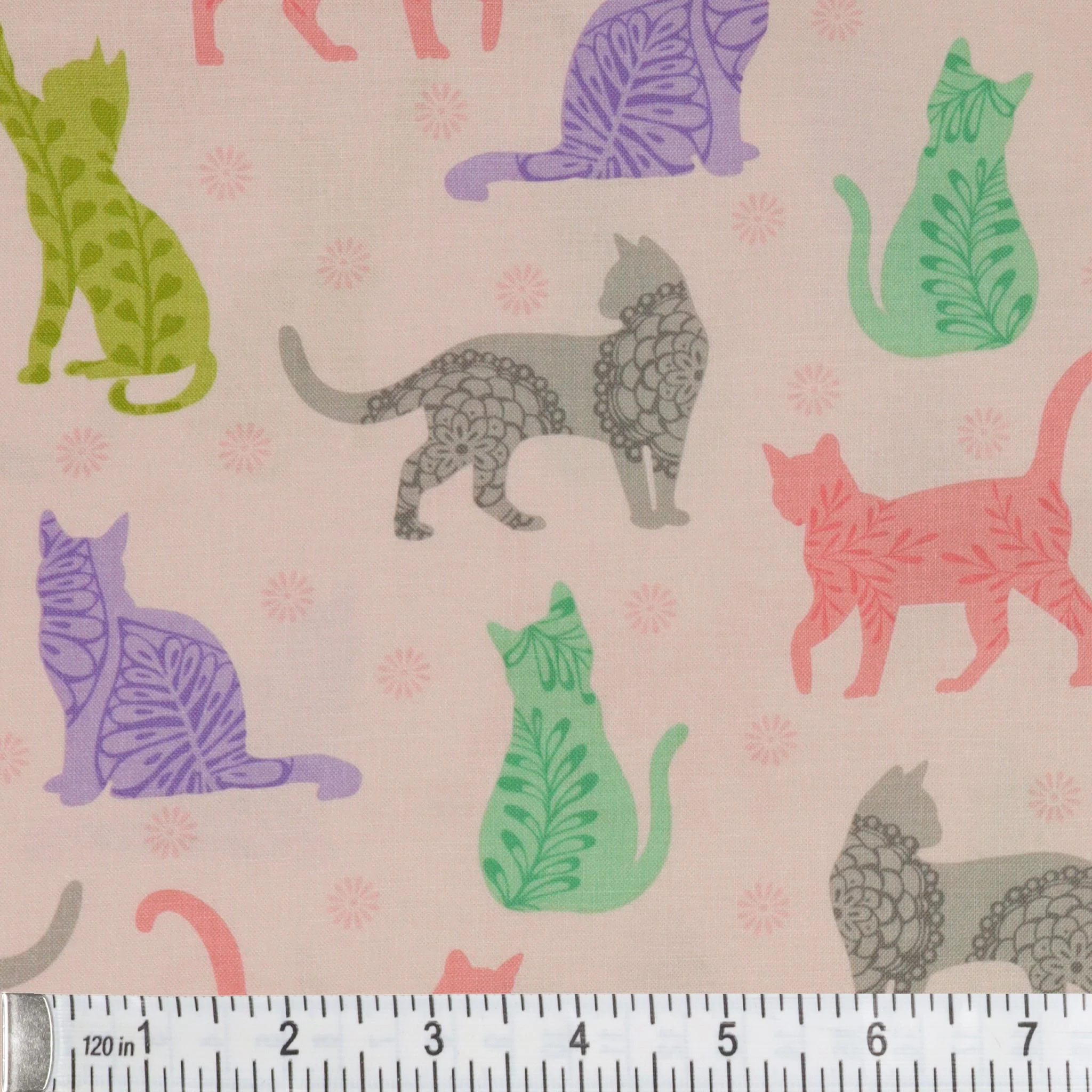 Cozy Cats Fabric Collection - Kitty Sunshine Light Pink - Image 3