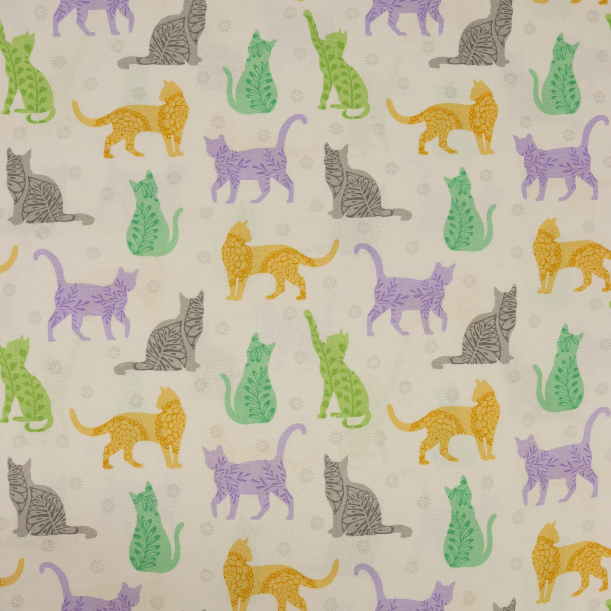 Cozy Cats Fabric Collection - Kitty Sunshine White