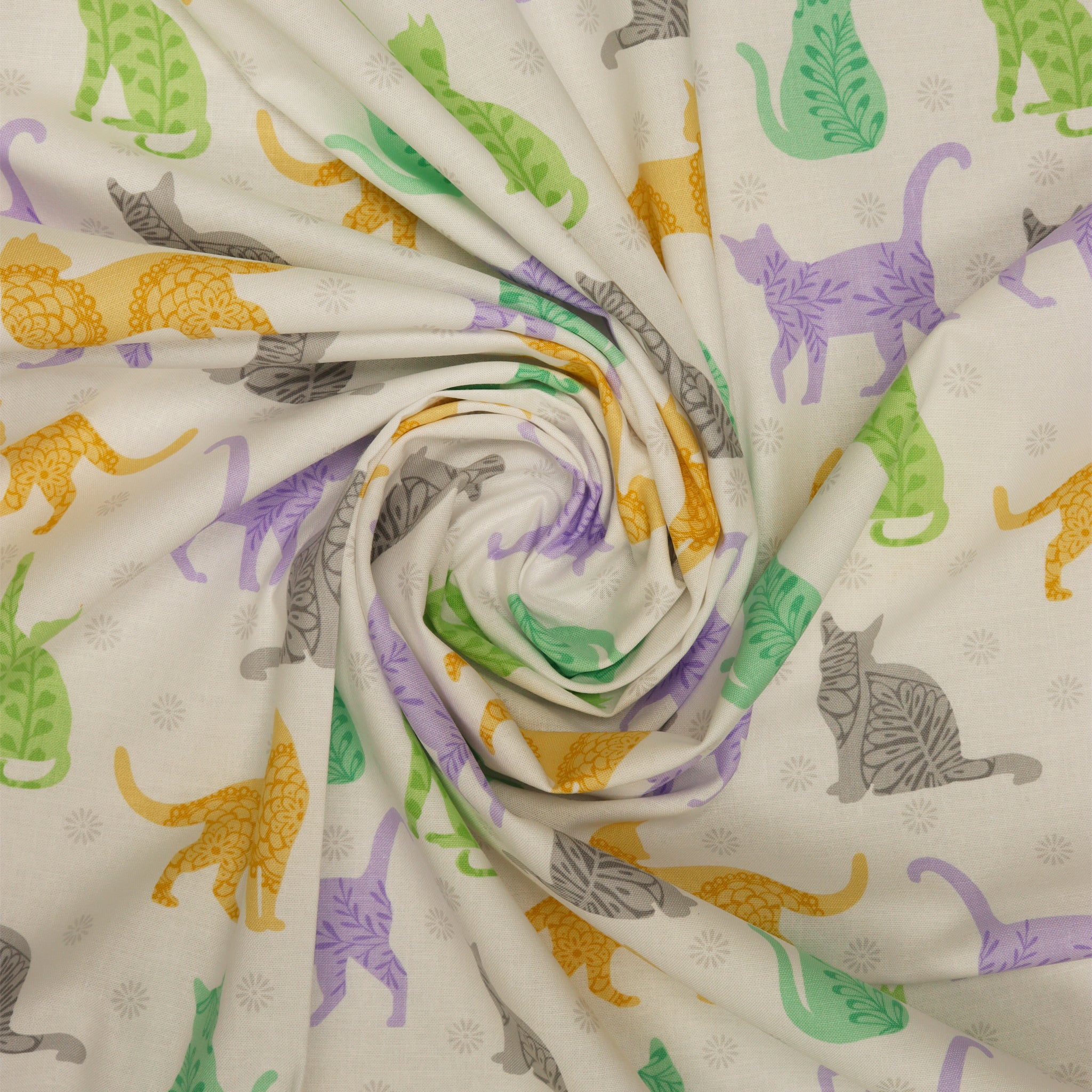 Cozy Cats Fabric Collection - Kitty Sunshine White - Image 2