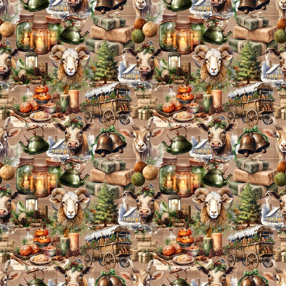Cozy Christmas Farmhouse Fabric