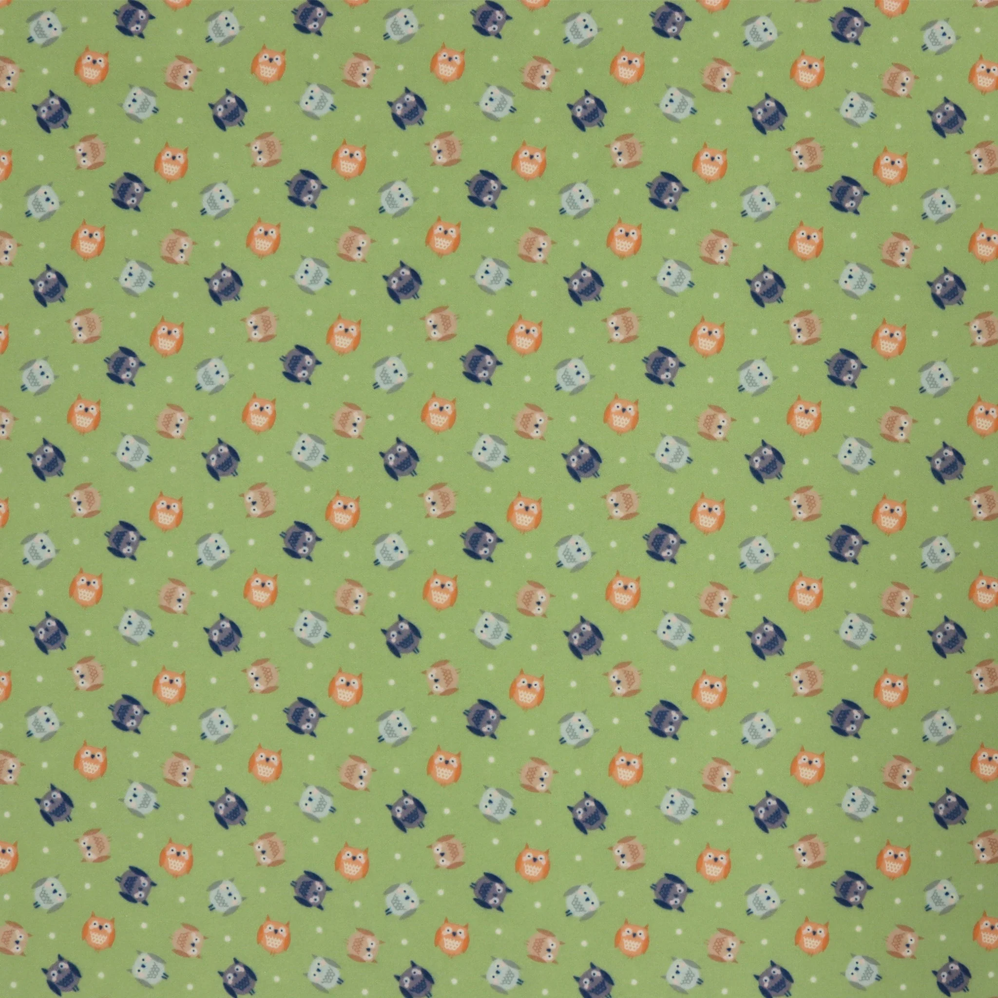 Cozy Forest Comfort Flannel Fabric Collection - Cozy Owls Green