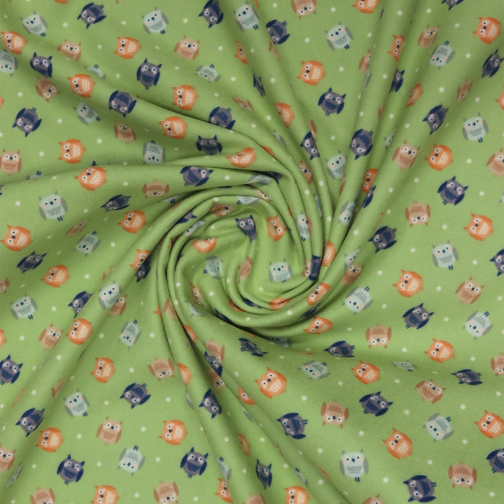 Cozy Forest Comfort Flannel Fabric Collection - Cozy Owls Green - Image 2