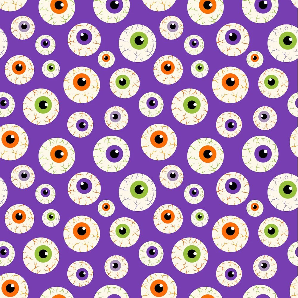 Creepy Eyeballs Fabric - Purple