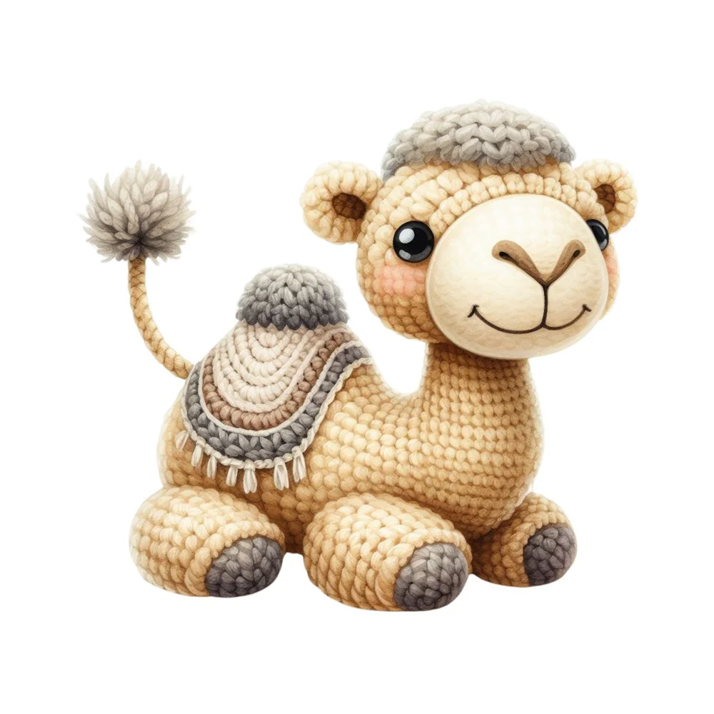 Crochet Animals Camel Fabric Panel