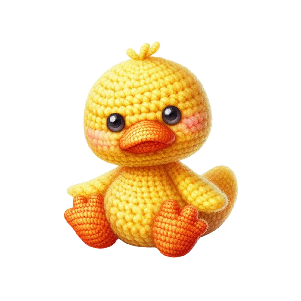 Crochet Animals Duck Fabric Panel