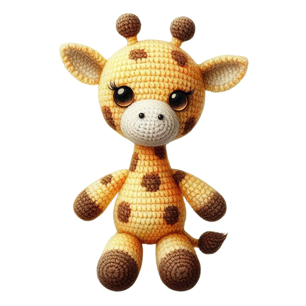 Crochet Animals Giraffe #1 Fabric Panel