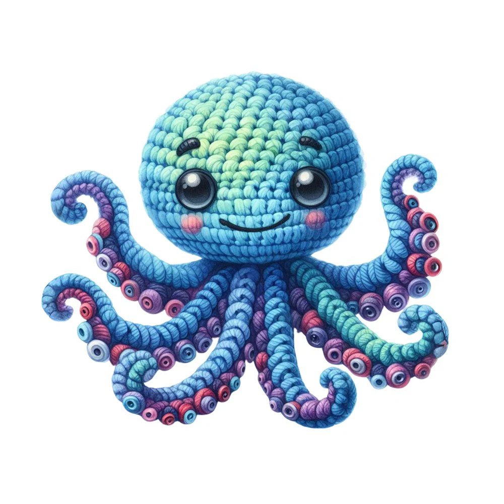 Crochet Animals Octopus Fabric Panel