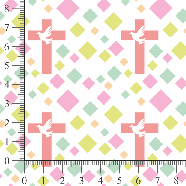 Cross With Dove Fabric - White - Image 2
