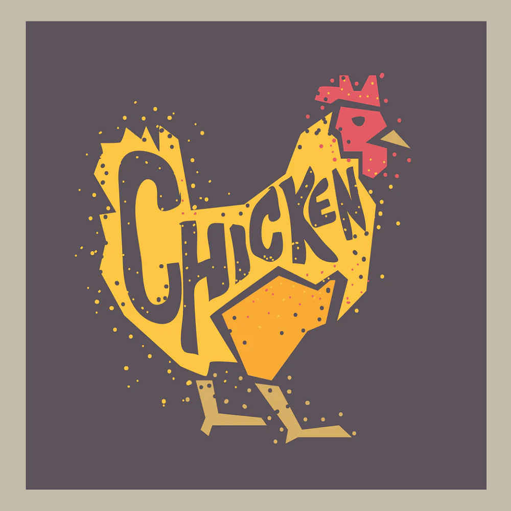 Cubic Style Chicken Fabric Panel - Gray
