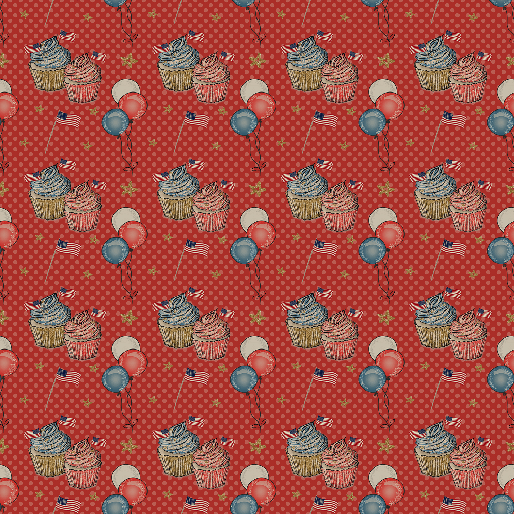 Cupcake & Dots Fabric - Red