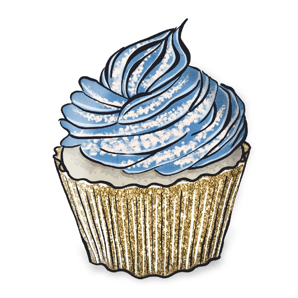 Cupcake Fabric Panel - Blue