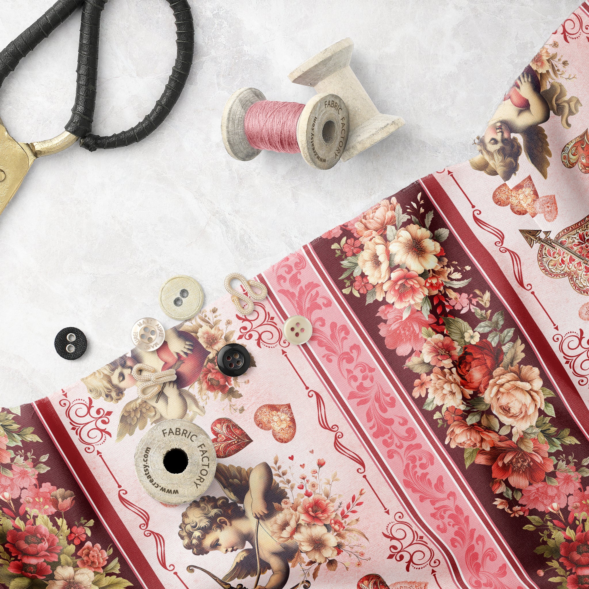 Cupid's Arrow Fabric Collection - Romantic Hearts Blush - Image 4