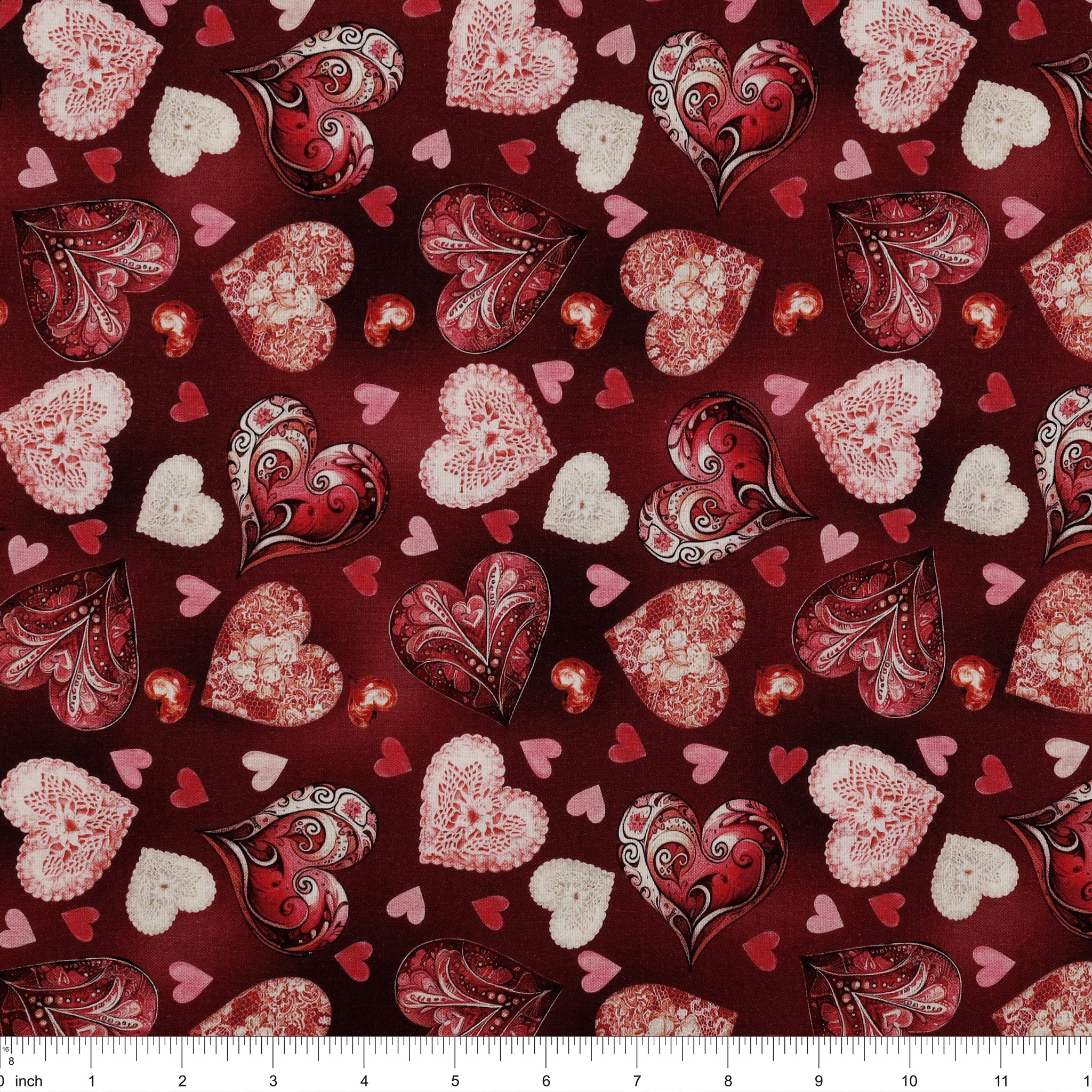 Cupid's Arrow Fabric Collection - Romantic Hearts Red Velvet - Image 3